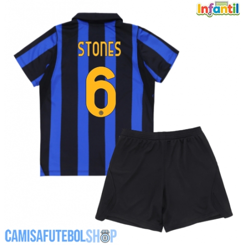 Camisa de time de futebol Inter Milan John Stones #6 Replicas 1º Equipamento Infantil 2026-27 Manga Curta (+ Calças curtas)